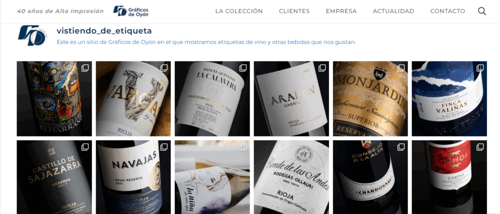 Acceso a Instagram desde la portada de la web de graficosdeoyon.com