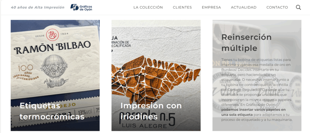 Sección de Innovación y adaptación en la web de graficosdeoyon.com